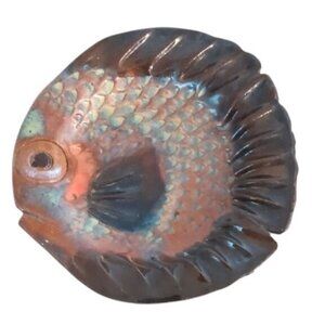 Fish Ceramic Wall Decor Vintage iridescent Art pottery set of 2
